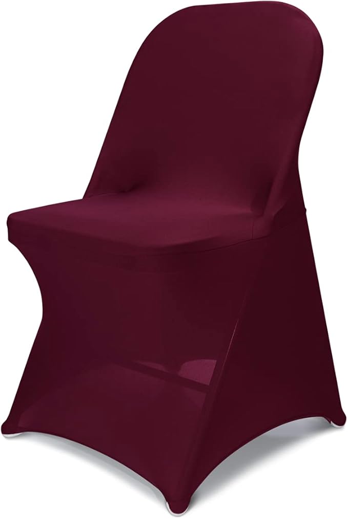 Babenest Spandex Folding Chair Covers Upgraded Universal Stretch Washable Fitted Chair Slipcovers Protector for Wedding, Holidays, Banquet, Party, Celebration (50, Burgundy)