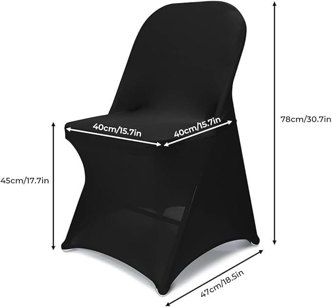 Babenest Spandex Folding Chair Covers - 30PCS Halloween Upgraded Universal Stretch Washable Fitted Chair Slipcovers Protector for Wedding, Holidays, Banquet, Party, Celebration (Black)