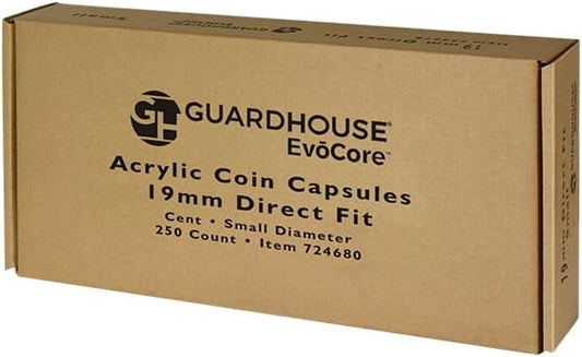 Guardhouse 19mm Direct Fit Coin Capsule for US and Canada Small Cents and Other Similar Sized Coins Pack of 250