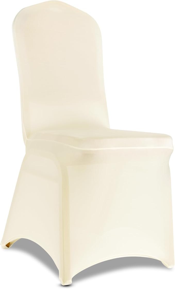 100 Pieces Ivory Chair Covers - Versatile Stretch Polyester Spandex Dining Chair Slipcovers for Dining, Party, Wedding, Banquet, and More