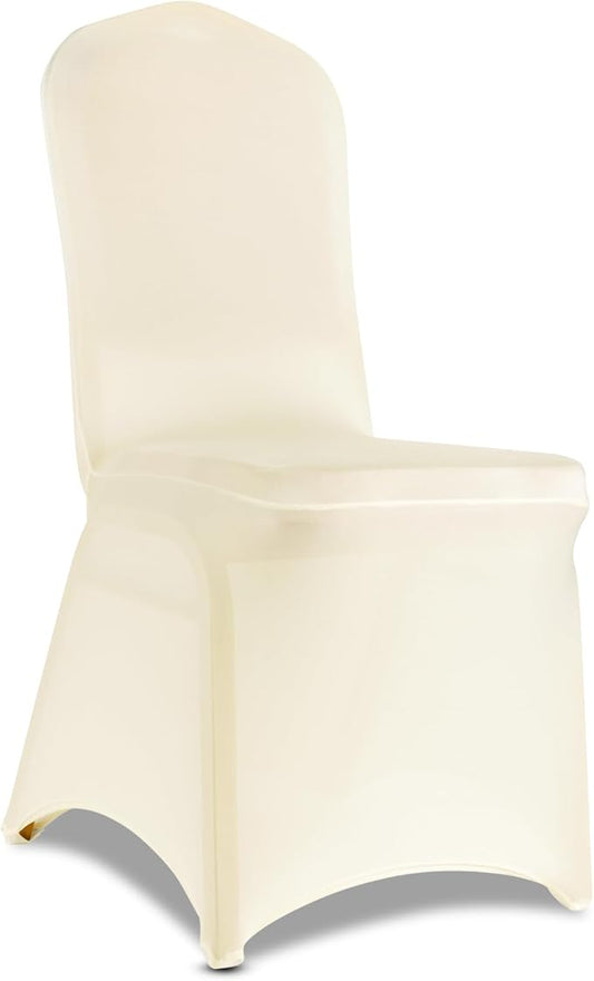 100 Pieces Ivory Chair Covers - Versatile Stretch Polyester Spandex Dining Chair Slipcovers for Dining, Party, Wedding, Banquet, and More