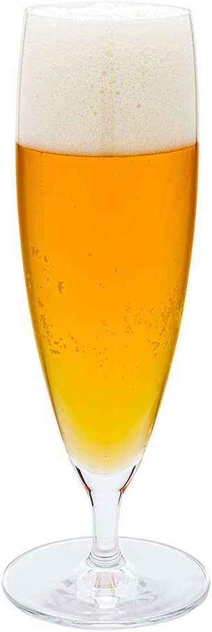 Restaurantware Voglia Nude 13 Ounce Pilsner Beer Glasses Set Of 12 Crystal Pilsner Glasses - Laser-Cut Rim Fine-Blown Crystal Stemmed Beer Glasses For Lagers Ales Or Craft Beers Dishwasher-Safe