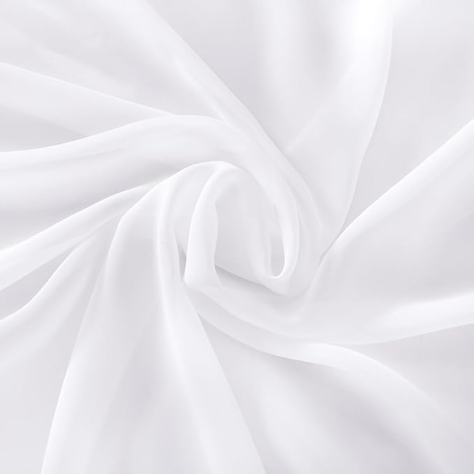 MLMC White Chiffon Fabric by The Yard Pre-Cut Sheer Chiffon Arch Fabric 10 Yards Airy Continuous Draping Panels 60 inch Wide for Wedding Backdrop Craft Ceiling Decor