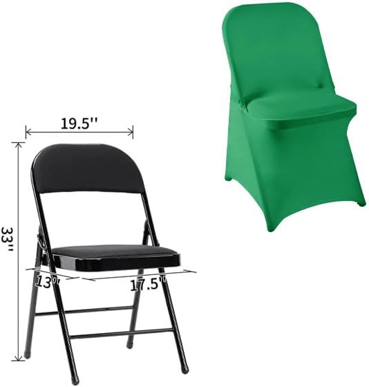 12 PCS Christmas Waterproof Stretch Spandex Folding Chair Covers, Dining Room Chair Slipcovers Protector for Wedding, Banquet, Party, Holidays, Celebration and Decoration（Emerald）