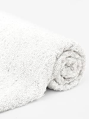 White Glitter Tablecloth 132'' Tablecloth Round Sequin Table Cloth Party Tablecloth Outdoor Table Cover Sequin Table Cloths for Birthy Wedding Party Decorations