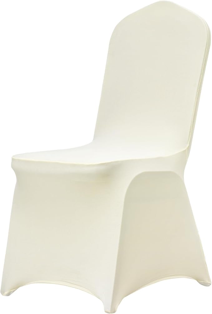 VEVOR 100 PCS Beige Chair Covers Polyester Spandex Chair Cover Stretch Slipcovers for Wedding Party Dining Banquet Chair Flat-Front Covers