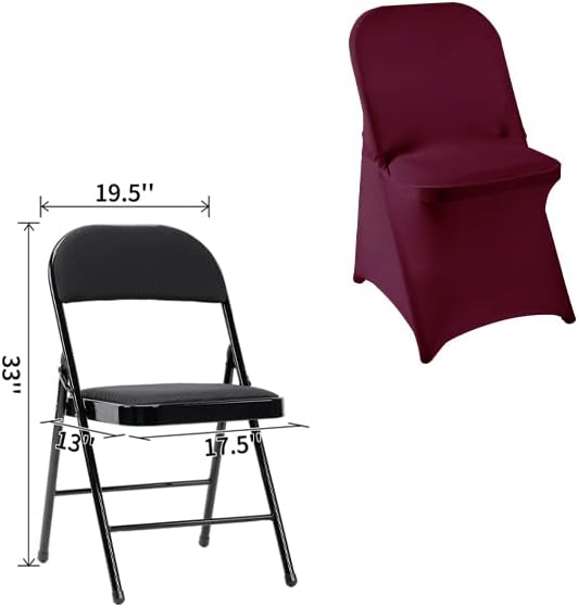 12 PCS Waterproof Stretch Spandex Folding Chair Covers, Dining Room Chair Slipcovers Protector for Wedding, Banquet, Party, Holidays, Celebration and Decoration（Burgundy）