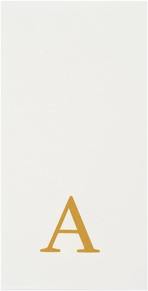 Luxenap 15.8 X 7.9 Inch Linen-Feel Guest Towels, 2000 Lettered Hand Towels - Gold Letter 'A', Sans Serif Font, White Paper Dinner Napkins, airlaid, For Restrooms And Tables - Restaurantware