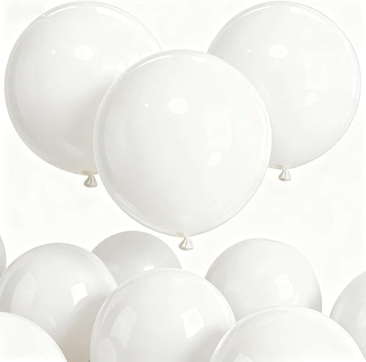 50 Pack White Balloons 24 Inch White Latex Party Balloon for Wedding, Birthday, Baby Shower and More