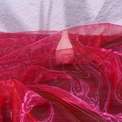 YYCRAFT Two Tone Sheer Organza Fabric by The Yard for Curtain Weddings Decor 2 Yards, Hot Pink