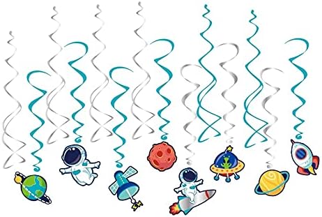 Serves 30 Complete Party Pack Outer Space Party Theme 9" Dinner Plates 7" Plates 30 Cups 2 Table Cover 30 Napkins 30 Beverage Napkins Blast off Birthday Banner 14 Swirls 12 Photo Props Space Birthday