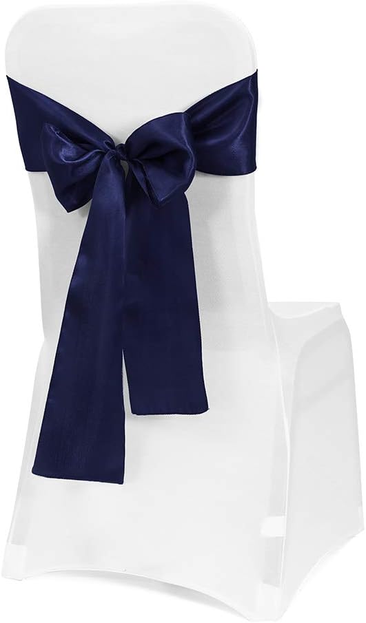 Obstal 10 PCS Satin Chair Sashes Bows for Wedding Reception- Universal Chair Cover Back Tie Supplies for Banquet, Party, Hotel Event Decorations