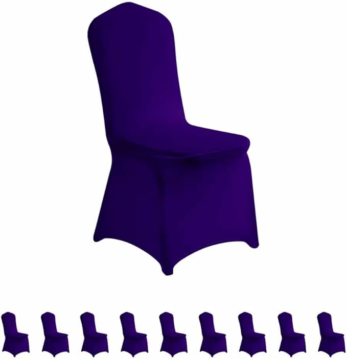 LZY 10pcs Spandex Chair Cover Stretch Slipcovers for Wedding Party, Dining Banquet Chair Decoration Covers (Purple, 10)