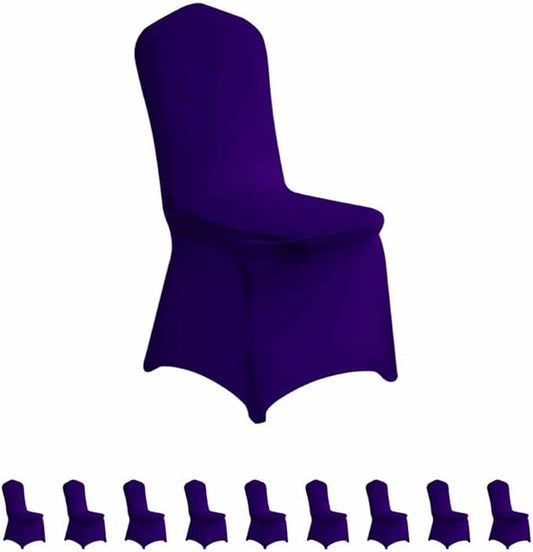 LZY 10pcs Spandex Chair Cover Stretch Slipcovers for Wedding Party, Dining Banquet Chair Decoration Covers (Purple, 10)