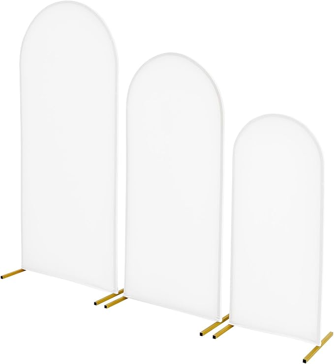 VEVOR Arch Backdrop Stand, Set of 3, 6/5/4 ft, Stable Structure, Easy Assembly, Gold Metal Arch Backdrop Stand with Cover, for Wedding, Birthday Party, Graduation, Celebration, and Ceremony Decoration