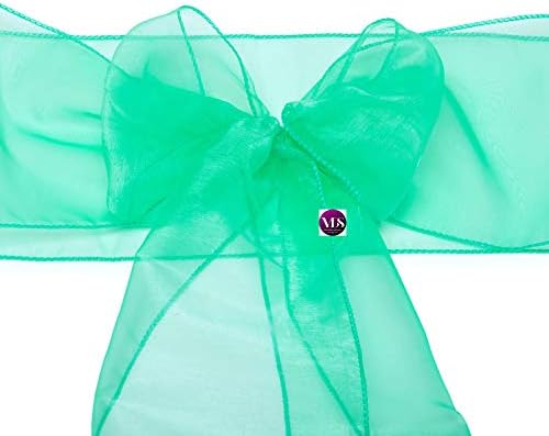 VDS Pack of 300 Organza Chair Sashes for Weddings & Events Décor | Sheer Shiny Dining Chair Bows for Banquet, Party, Reception | Reusable Decorative Sash for Folding & Chiavari Chairs - Mint
