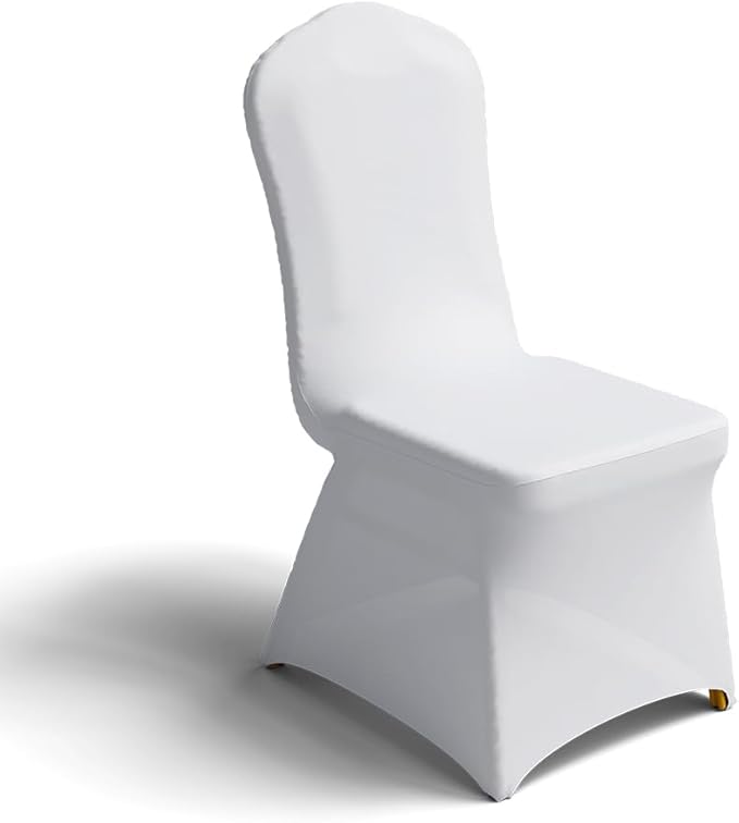 50 PCS Banquet Chair Covers for Wedding Universal Polyester Spandex Chair Cover Stretch Slipcovers for Party Dining Flat-Front Chair (White)