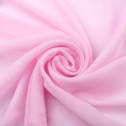 YYCRAFT Chiffon Fabric by The Yard Continuous for DIY Decoration 59" Wide 5 Yards, Baby Pink