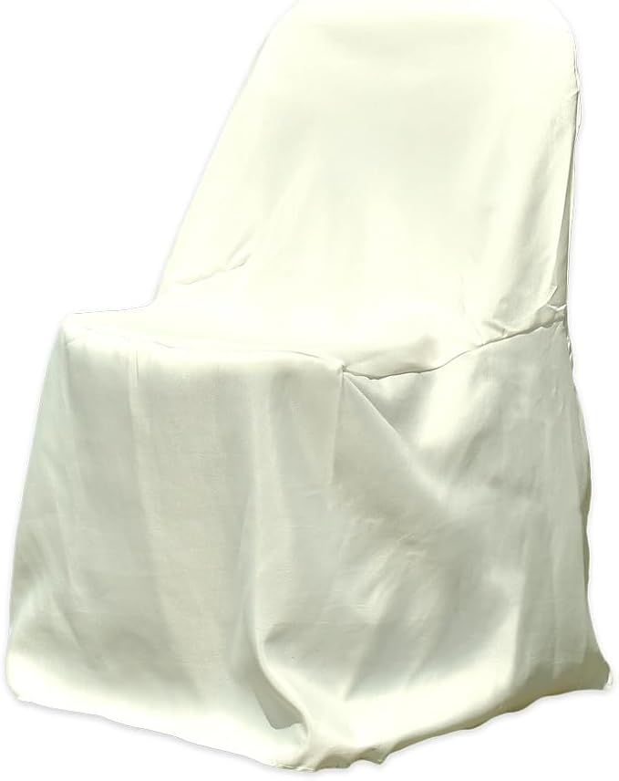 Sparkles Make It Special Polyester Folding Chair Covers - Premium, Durable, Foldable Chair Covers/Slipcover for Party, Wedding, Reception, Restaurant Decorations - Ivory, 200 pcs