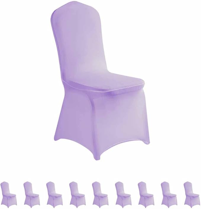 LZY 10pcs Spandex Chair Cover Stretch Slipcovers for Wedding Party, Dining Banquet Chair Decoration Covers (Lavender, 10)