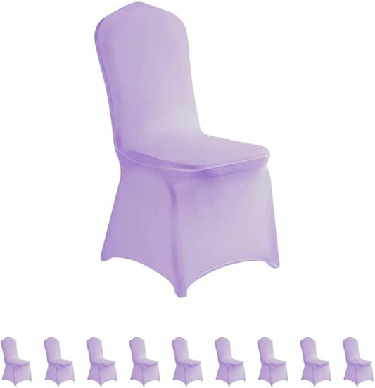LZY 10pcs Spandex Chair Cover Stretch Slipcovers for Wedding Party, Dining Banquet Chair Decoration Covers (Lavender, 10)