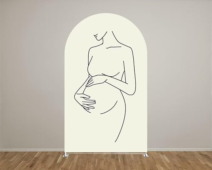 Pregnant Woman Theme Arched Fabric Backdrop Covers for Pregnancy Parties Chiara Backdrop Double-Sided Metal Arch Stand Covers Birthay Baby Shower Dessert Table Decoration