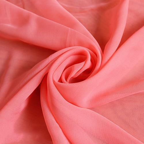 YYCRAFT Chiffon Fabric by The Yard 59" Wide 10 Yards, Coral