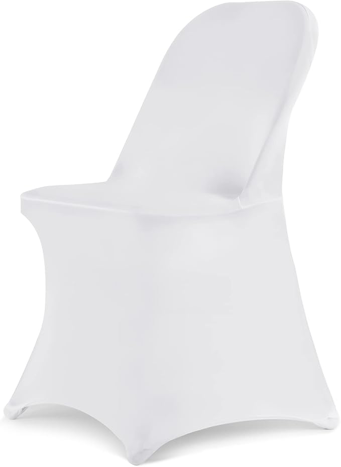 HAINARverS Folding Chair Covers for Wedding, 10pcs Stretch Spandex Washable Fabric Chair Cover, Decoration Chair Cover for Wedding, Party, Banquet, Birthday, Conference, Event(White, 10 PCS)