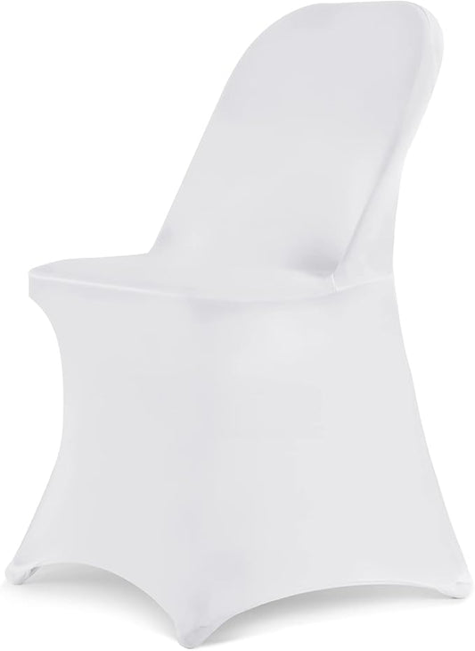 HAINARverS Folding Chair Covers for Wedding, 10pcs Stretch Spandex Washable Fabric Chair Cover, Decoration Chair Cover for Wedding, Party, Banquet, Birthday, Conference, Event(White, 10 PCS)