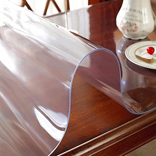 OstepDecor Clear Table Cover Protector 24 x 60 Inch, 1.5mm Thick Plastic Table Cover, Dining Table Protector Pad, Waterproof & Easy Cleaning PVC Desk Mat for Dresser, Coffee & Kitchen Wooden Tabletop