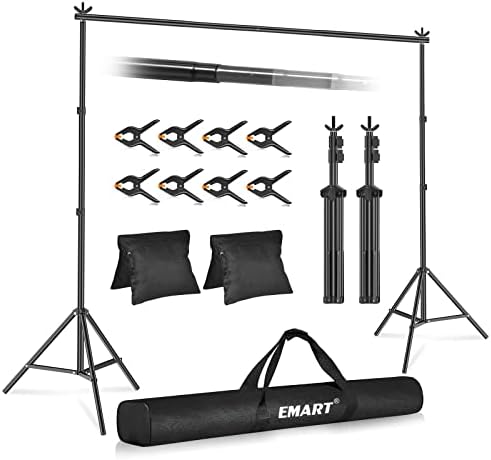 EMART 10x7ft Backdrop Stand +16"X16" Softbox Lighting Kit 3000K-6000K 85W LED Bulb