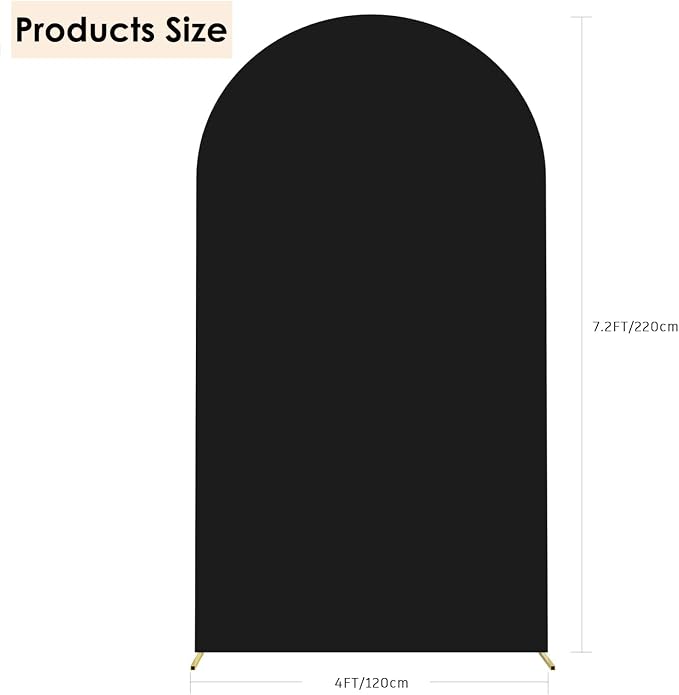 HAINARverS Wedding Arch Cover 7.2FT Spandex Fitted Stretchy Arch Stand Covers,2 Sided Round Top Chiara Backdrop Cover for Birthday Party Ceremony Banquet Baby Shower Arch Decoration(Black)