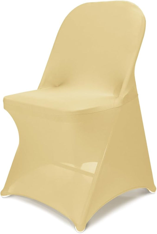 Babenest Spandex Folding Chair Covers Upgraded Universal Stretch Washable Fitted Chair Slipcovers Protector for Wedding, Holidays, Banquet, Party, Celebration (50, Champagne)