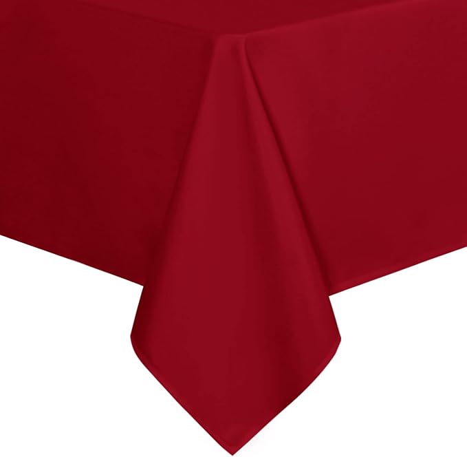 sancua Rectangle Tablecloth - 60 x 120 Inch - Stain and Wrinkle Resistant Washable Polyester Table Cloth, Decorative Fabric Table Cover for Dining Tables, Buffet Parties, Christmas Red