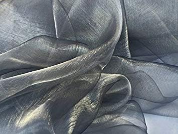 MDS Pack of 50 Yard Sheer Organza Fabric for Wedding Party Home Event Banquet Decorations, Backdrop Curtain Craft Dress Sewing Fashion DIY Crystal Organza Tulle Fabric Bolt 44” Wide - Silver Gray