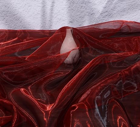YYCRAFT Two Tone Sheer Organza Fabric by The Yard for Curtain Weddings Decor 2 Yards, Burgundy