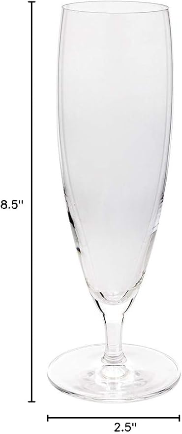 Restaurantware Voglia Nude 13 Ounce Pilsner Beer Glasses Set Of 12 Crystal Pilsner Glasses - Laser-Cut Rim Fine-Blown Crystal Stemmed Beer Glasses For Lagers Ales Or Craft Beers Dishwasher-Safe