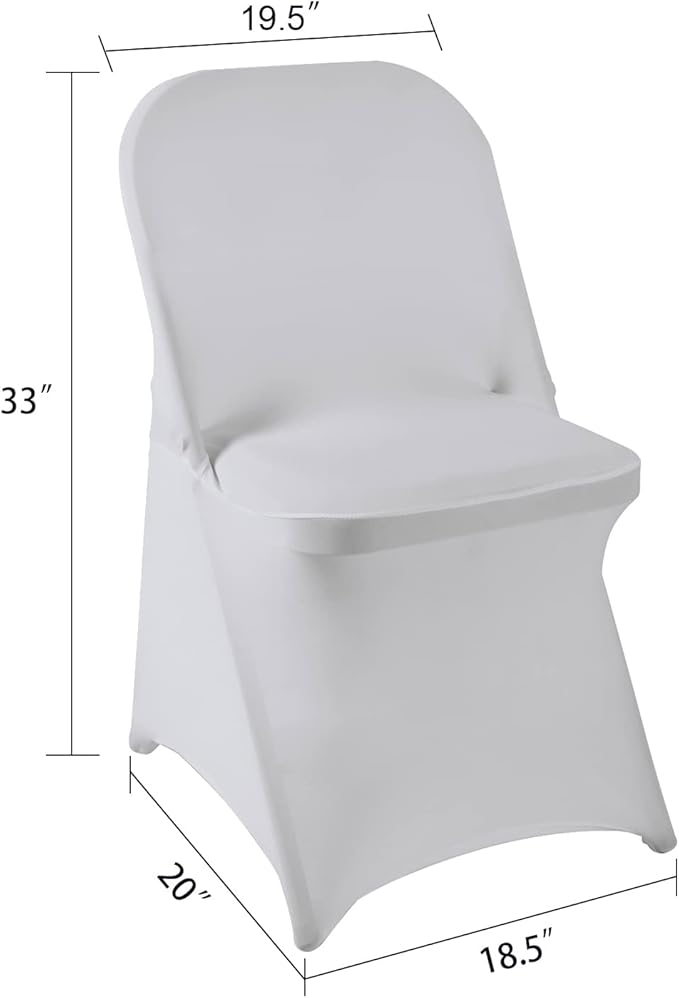 Howhic Folding Chair Covers - 36pcs, Silver Universal Spandex Fitted Chair Covers for Wedding, Party, Banquet, Conference