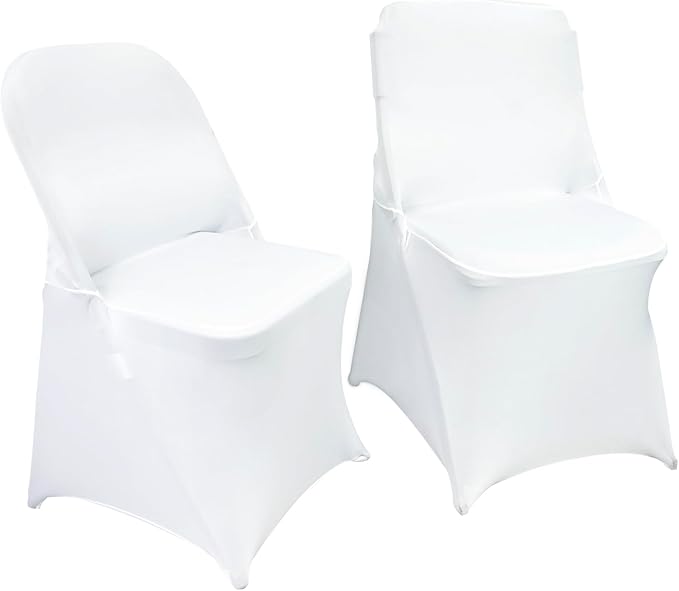 10PCS Stretch Spandex Folding Waterproof Chair Covers,Universal Fitted Chair Cover Protector for Wedding Party Banquet Holidays Celebration Decoration(White)