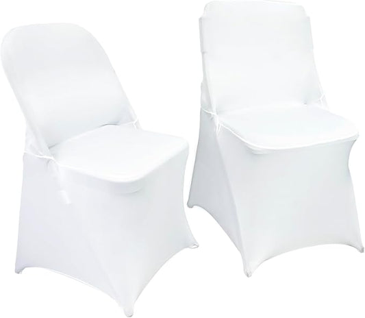 10PCS Stretch Spandex Folding Waterproof Chair Covers,Universal Fitted Chair Cover Protector for Wedding Party Banquet Holidays Celebration Decoration(White)