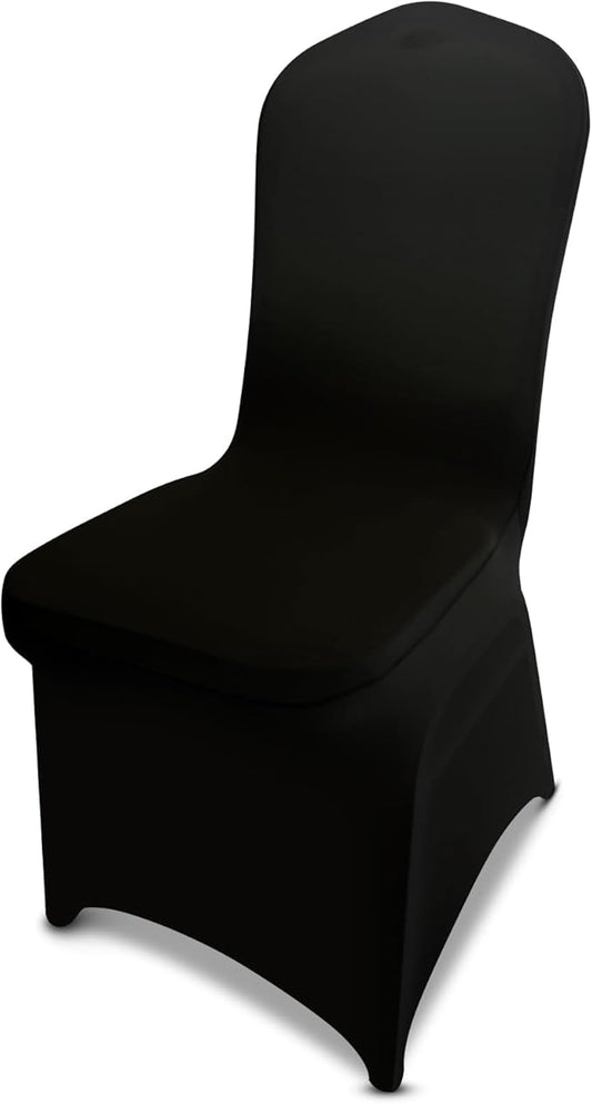 LIUJIAYI 150 Pcs Black Stretch Chair Covers - Premium Polyester Spandex Slipcovers for Wedding, Party, Banquet, Dining & Event Chairs