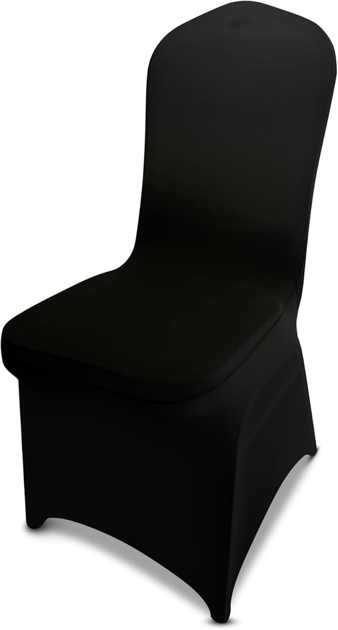 LIUJIAYI 50 Pcs Black Stretch Chair Covers - Premium Polyester Spandex Slipcovers for Wedding, Party, Banquet, Dining & Event Chairs