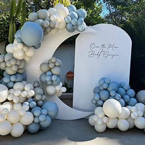 Double Stuffed Balloons Dusty Blue Different Size 115Pcs 5/10/12/18" Slate Dusty Blue Balloons Garland for Birthday Baby Shower Bridal Shower Gender Reveal Bear Neutral Theme Party