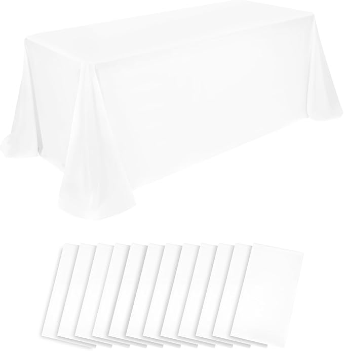 12 Pack White Tablecloth 90x132 Inch Rectangular Table Cover | Wrinkle Resistant, Machine Washable Reusable, Wedding, Banquet, Restaurant, Party, Baby Shower,Indoor Outdoor Events