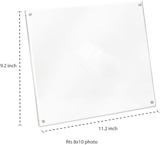 Isaac Jacobs 8” x 10” (2-Pack) Clear Plain Acrylic Picture Frame, Magnetic Photo Frame, Made for Tabletop Display with Two-Way Easel