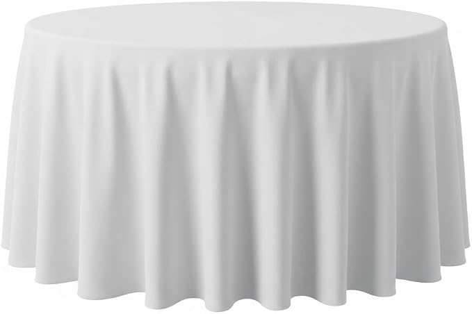 Round Tablecloth - Soft Ironable Washable Polyester Table Cloth, Decorative Fabric Table Cover for Dining Table, Buffet Parties and Camping (White, 1Pack 60inch)