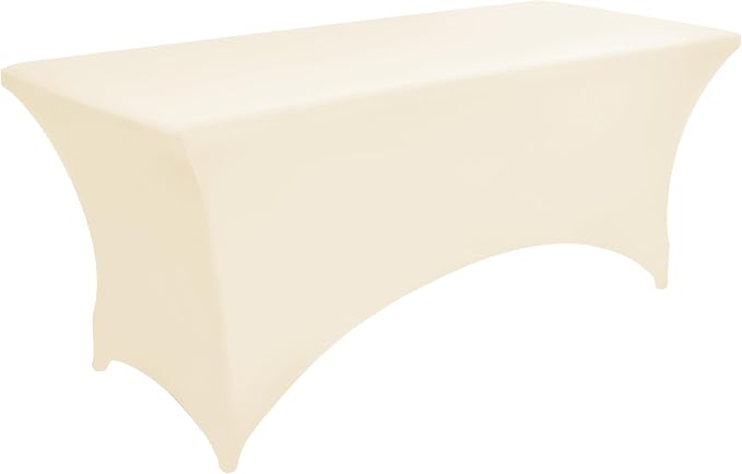 10-Pack 6ft Spandex Table Covers for Rectangle Standard Folding Tables - Wrinkle Resistant Stretch Tablecloths - Ultimate Fitted Table Protector for Parties, Banquet, Wedding