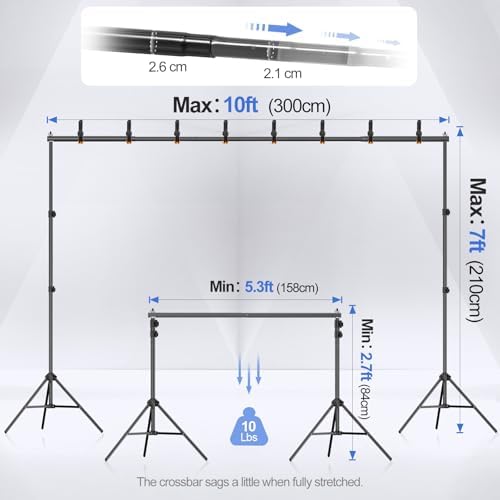 EMART Backdrop Stand 10x7ft(WxH) Photo Studio Adjustable Background Stand Support kit 16"x16" Pull Softbox Photography Lighting Kit with 50W 3000K-6000K LED Bulb with Remote/APP Control