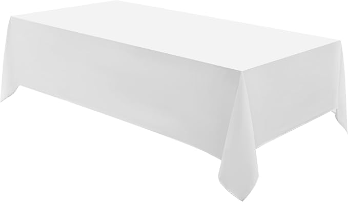 Rectangle Tablecloths 90x132 Inch 1 Pack White Tablecloth for 6ft Washable Decorative Linen Polyester Table Cloths for 8ft Dining Table Banquets Buffet Parties and Wedding
