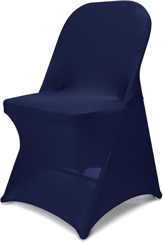 Babenest Spandex Folding Chair Covers Upgraded Universal Stretch Washable Fitted Chair Slipcovers Protector for Wedding, Holidays, Banquet, Party, Celebration (30, Navy Blue)